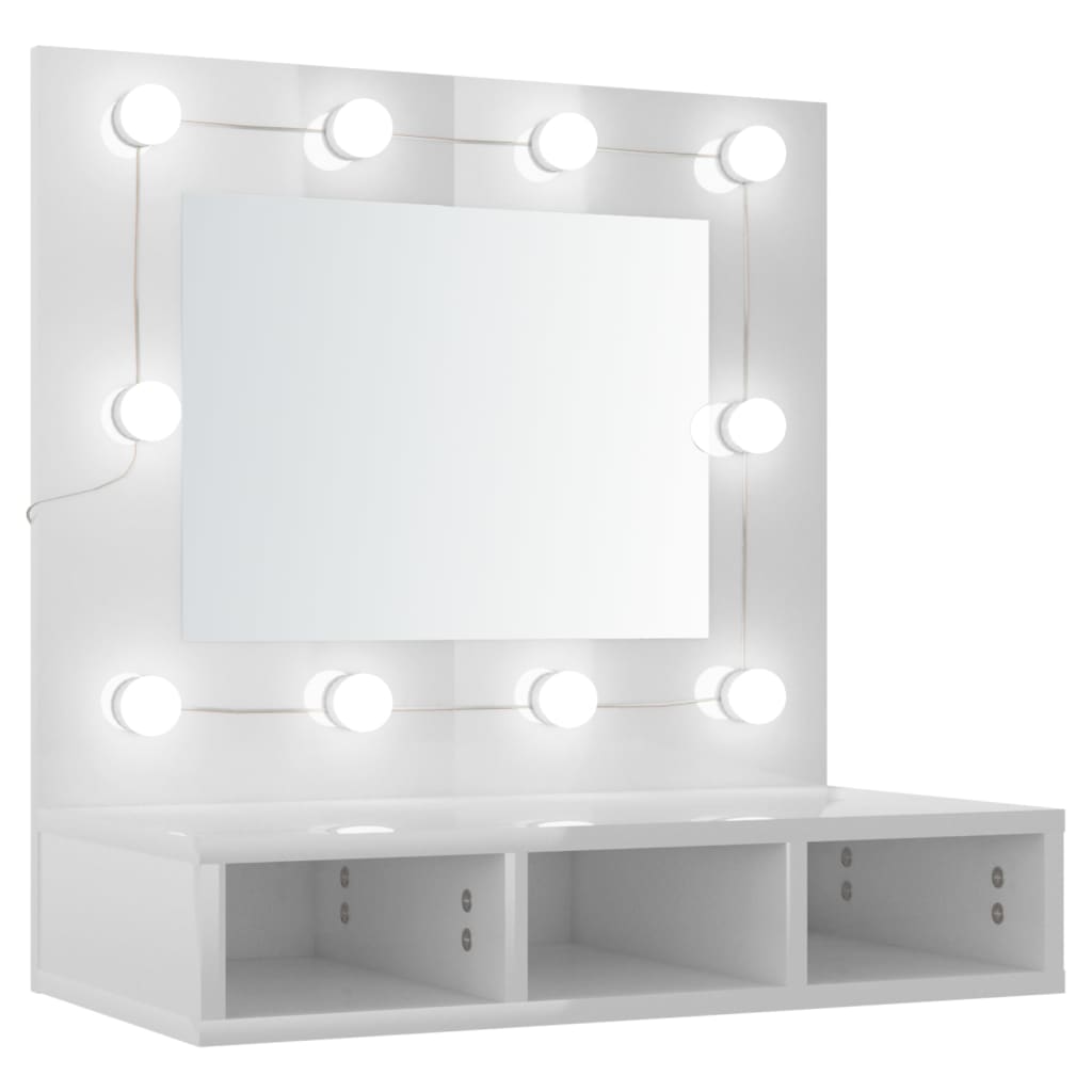 Peilikaappi LED-valoilla korkeakiilto valkoinen 60x31,5x62 cm - Sisustajankoti.fi