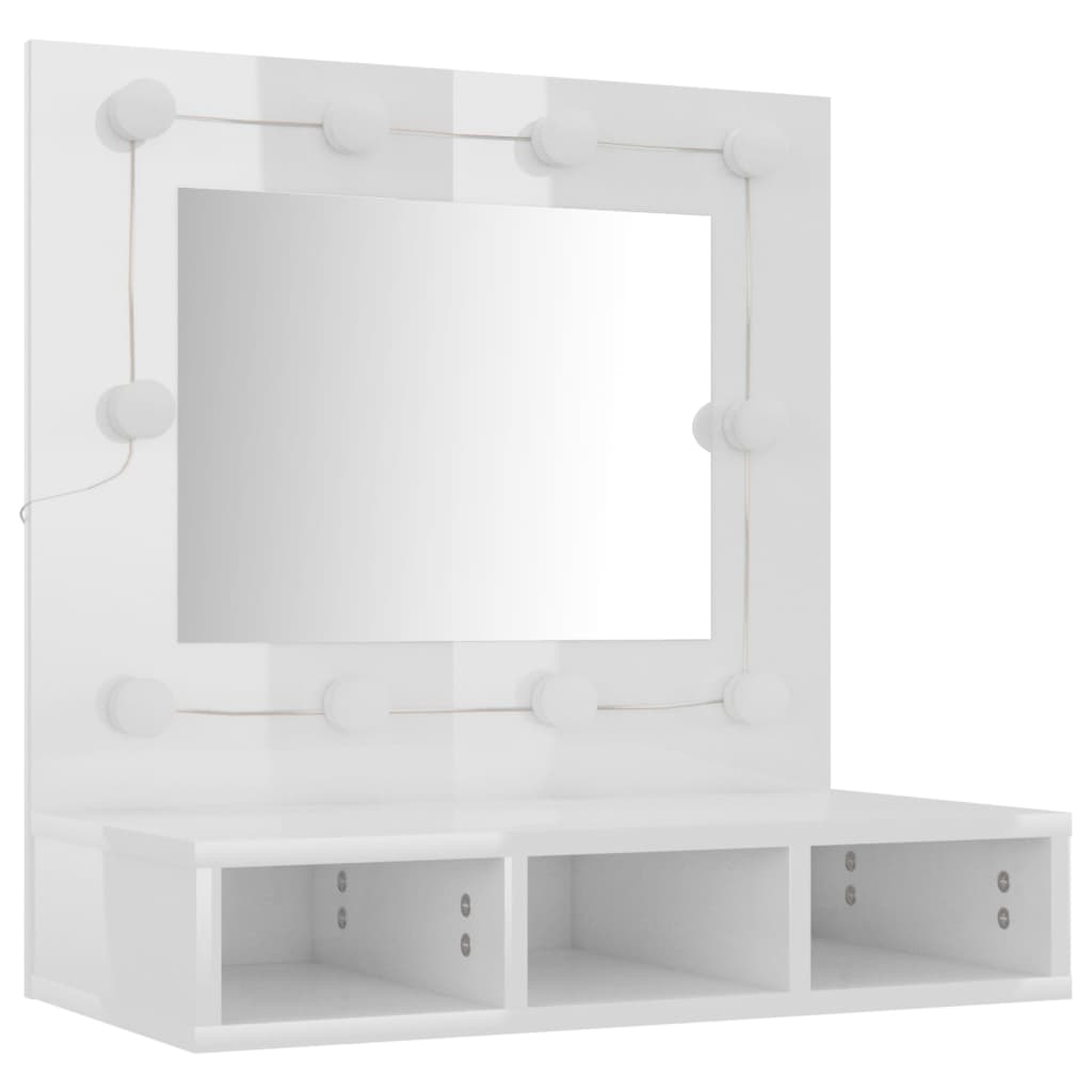 Peilikaappi LED-valoilla korkeakiilto valkoinen 60x31,5x62 cm - Sisustajankoti.fi