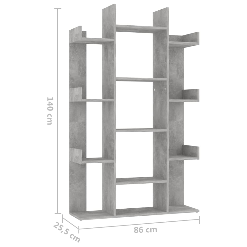 Kirjahylly betoninharmaa 86x25,5x140 cm lastulevy - Sisustajankoti.fi