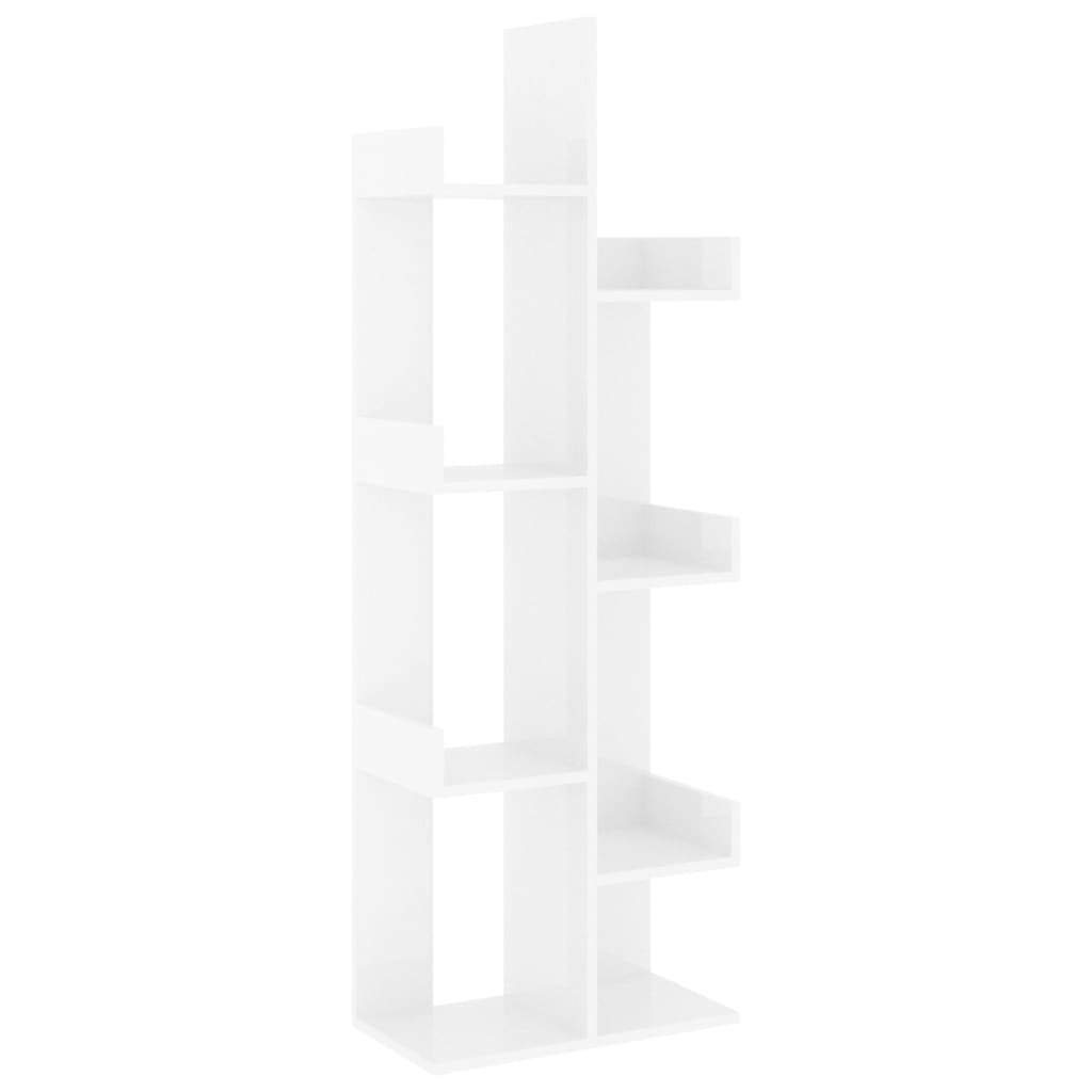 Kirjahylly korkeakiilto valkoinen 48x25,5x140 cm lastulevy - Sisustajankoti.fi
