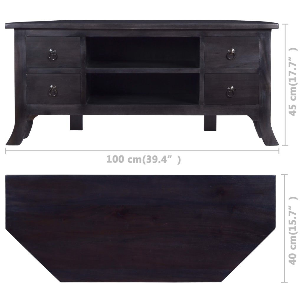 TV-taso vaalea musta kahvi 100x40x45 cm täysi mahonki - Sisustajankoti.fi
