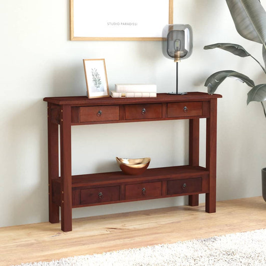 Konsolipöytä laatikoilla ruskea 110x30x75 cm täysi mahonki - Sisustajankoti.fi