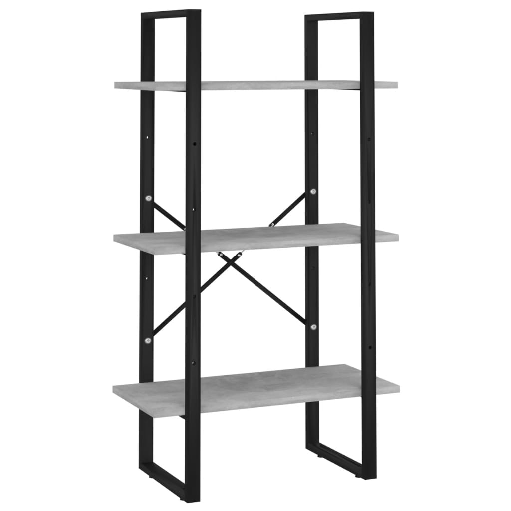 5-tasoinen kirjahylly betoninharmaa 60x30x175 cm lastulevy - Sisustajankoti.fi
