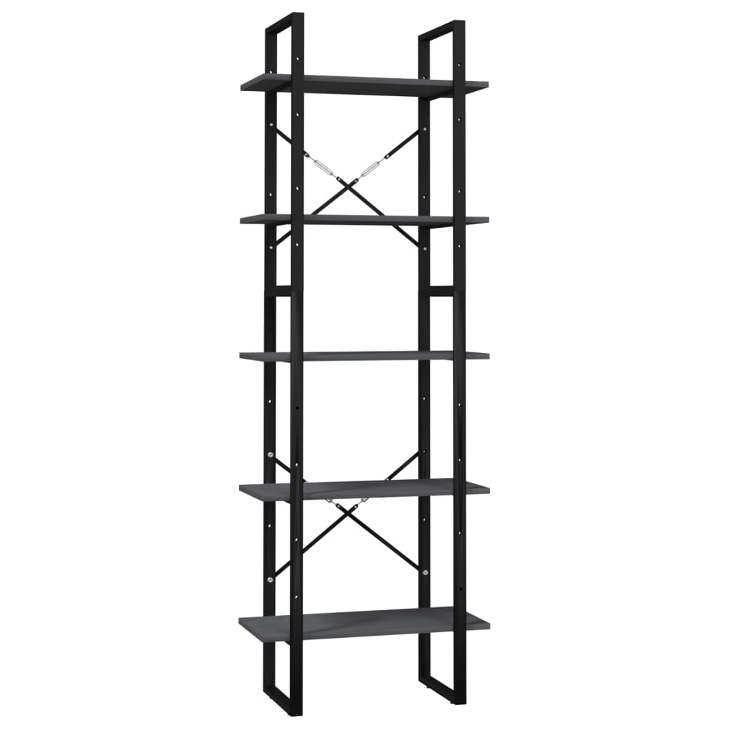 5-tasoinen Kirjahylly harmaa 60x30x175 cm mänty - Sisustajankoti.fi