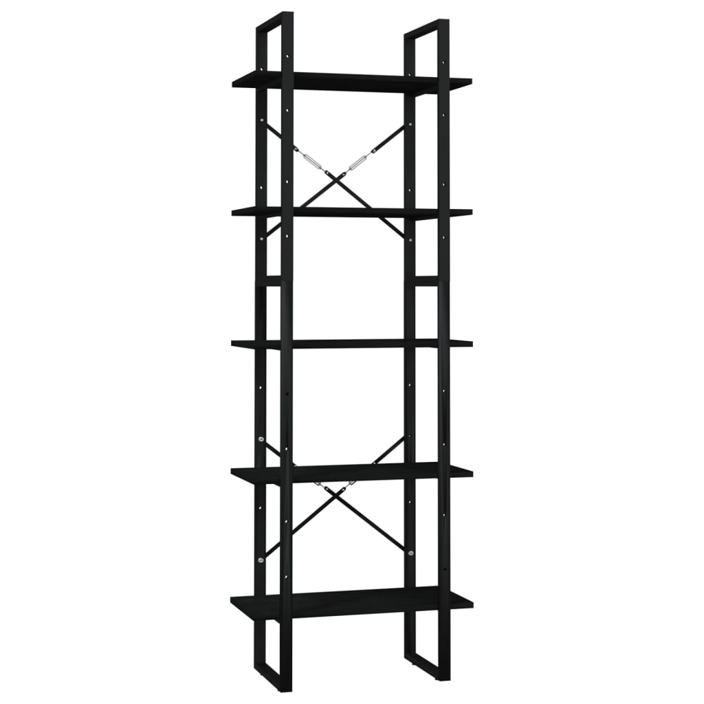 5-tasoinen Kirjahylly musta 60x30x175 cm mänty - Sisustajankoti.fi