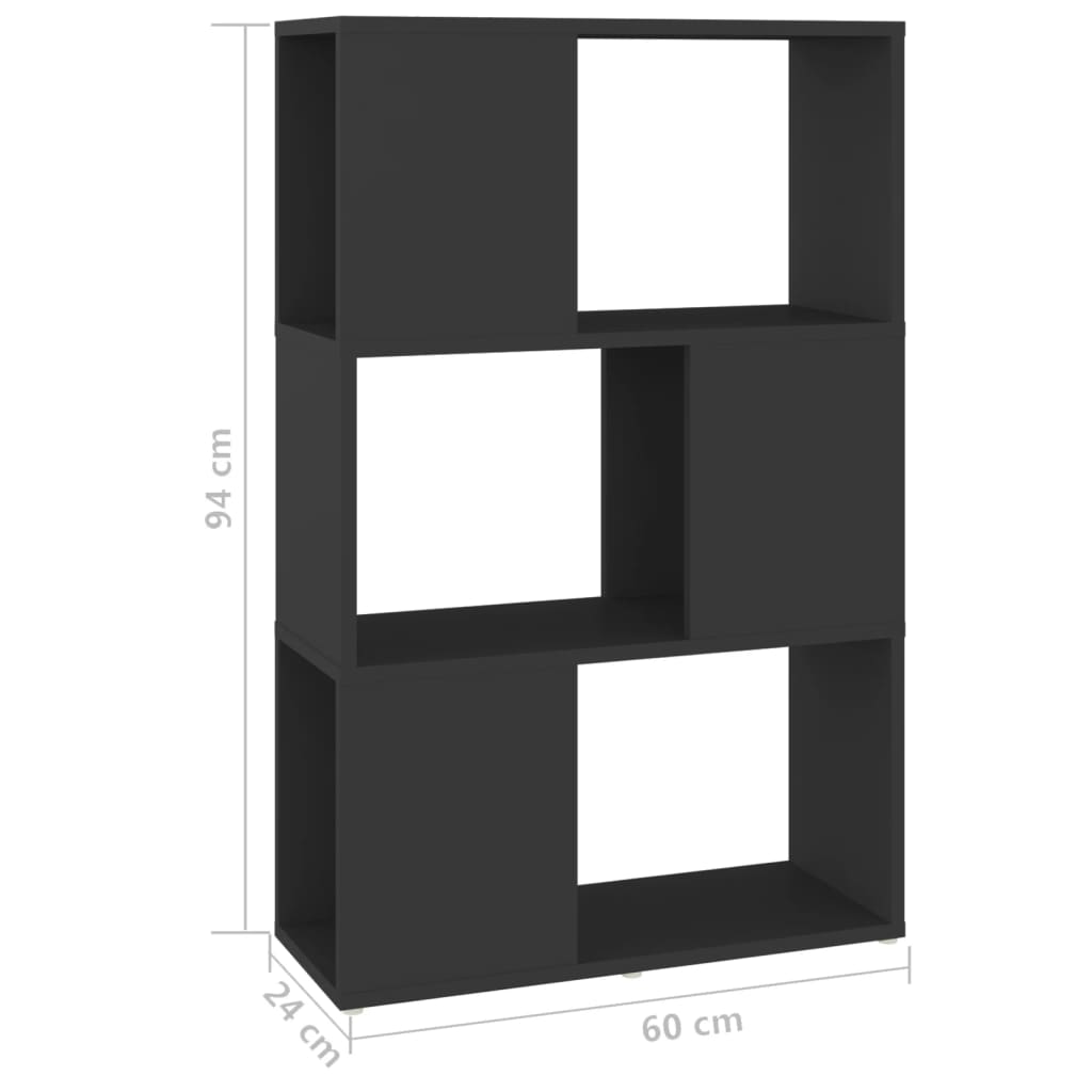 Kirjahylly/tilanjakaja musta 60x24x94 cm lastulevy - Sisustajankoti.fi