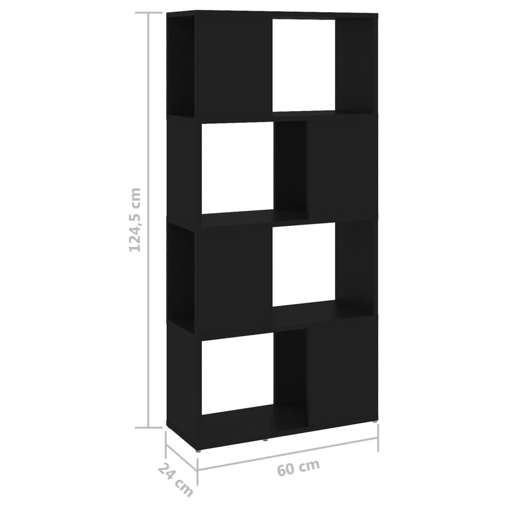 Kirjahylly/tilanjakaja musta 60x24x124,5 cm lastulevy - Sisustajankoti.fi