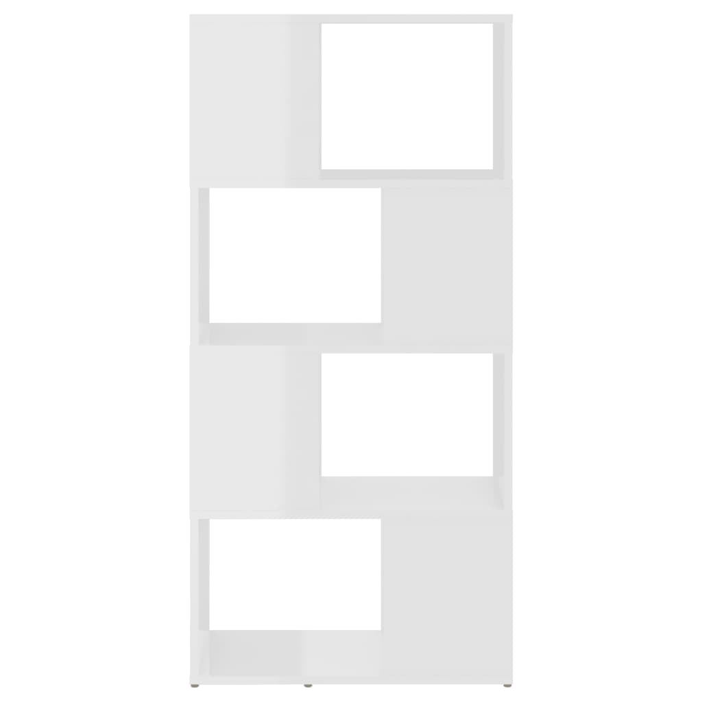 Kirjahylly/tilanjakaja korkeakiilto valkoinen 60x24x124,5 cm - Sisustajankoti.fi