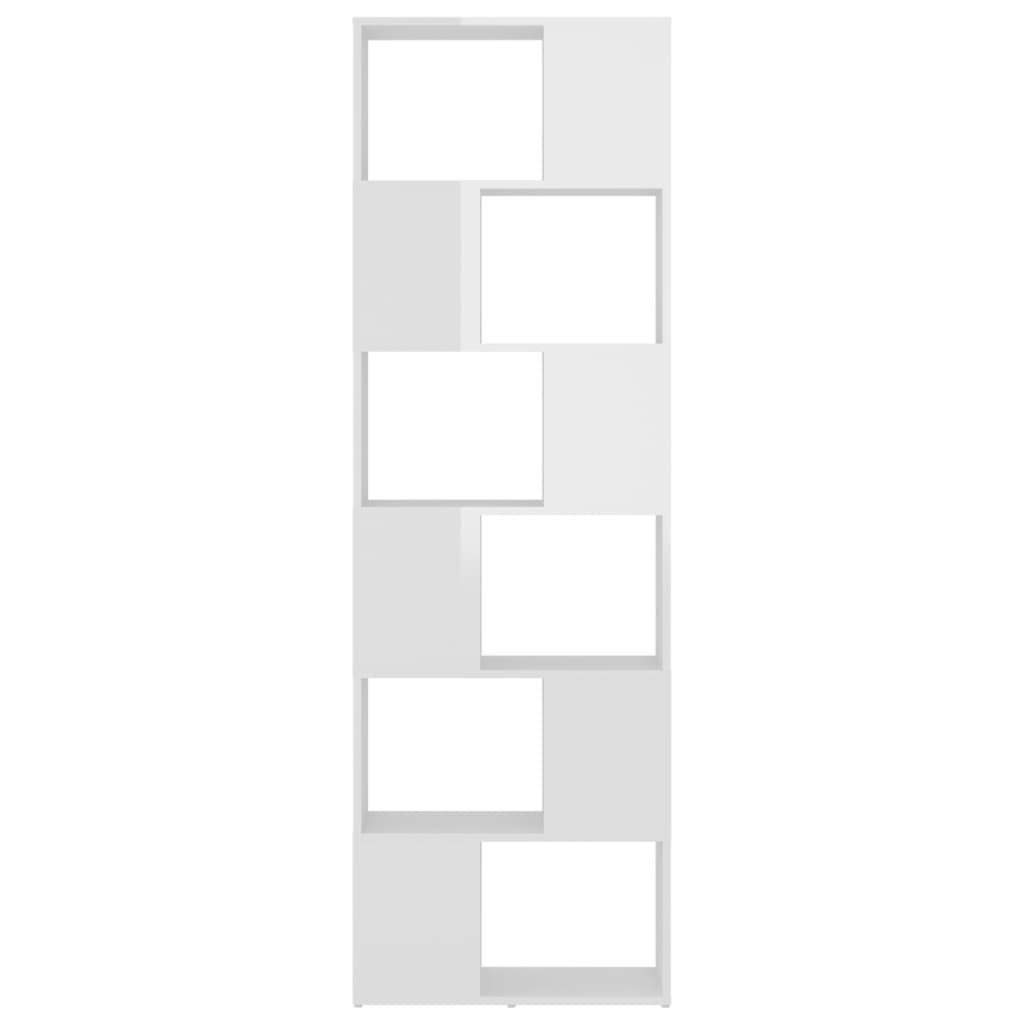 Kirjahylly/tilanjakaja korkeakiilto valkoinen 60x24x186 cm - Sisustajankoti.fi
