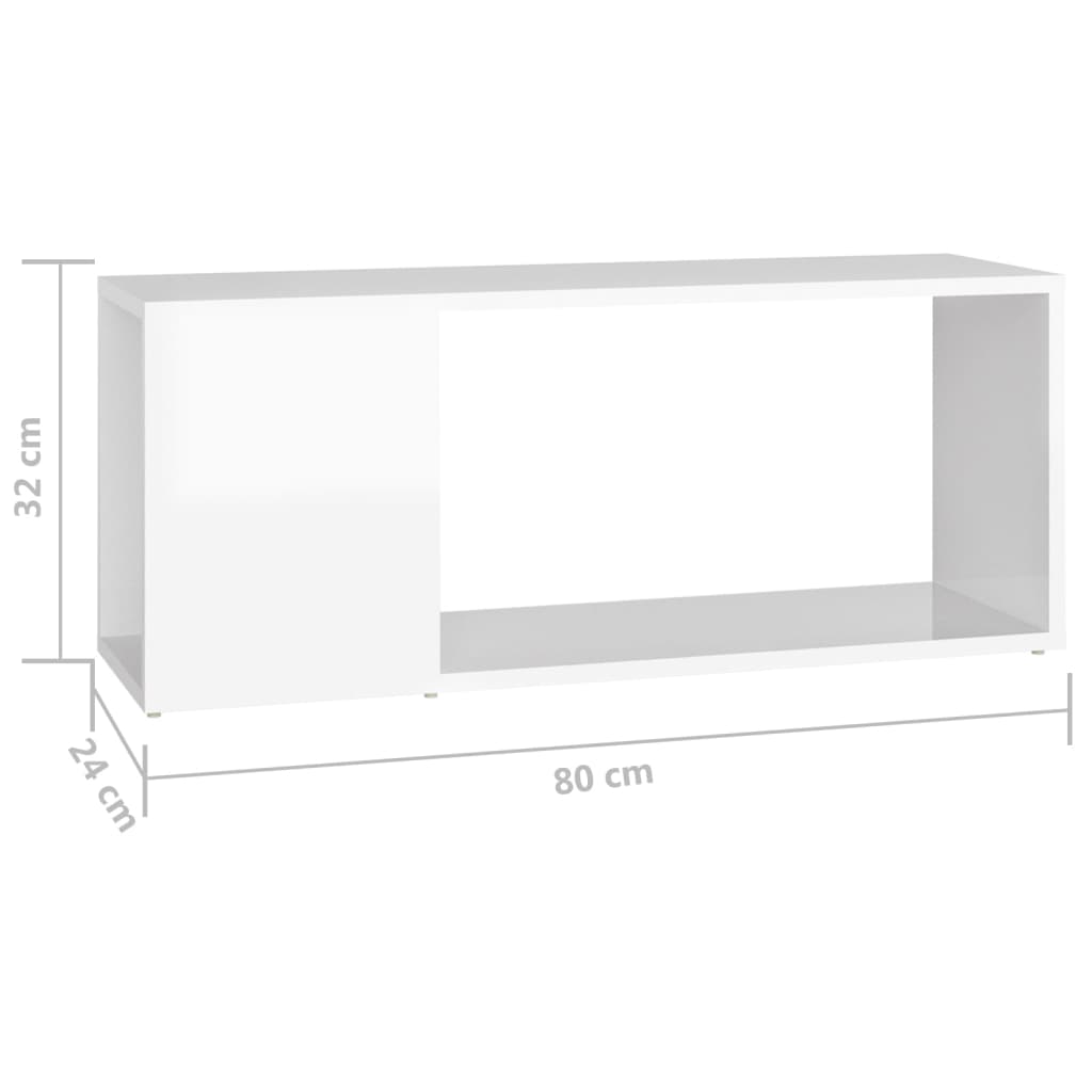 TV-taso korkeakiilto valkoinen 80x24x32 cm - Sisustajankoti.fi