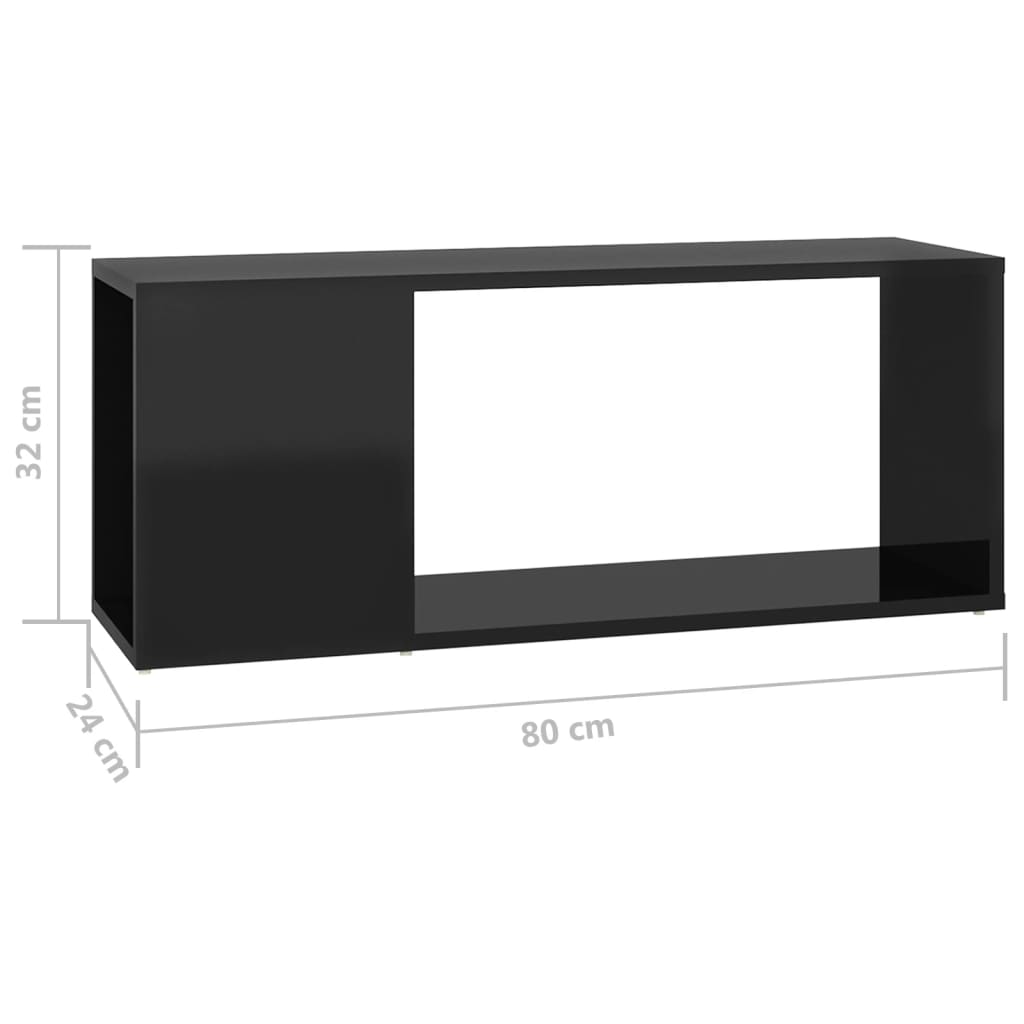 TV-taso korkeakiilto musta 80x24x32 cm - Sisustajankoti.fi