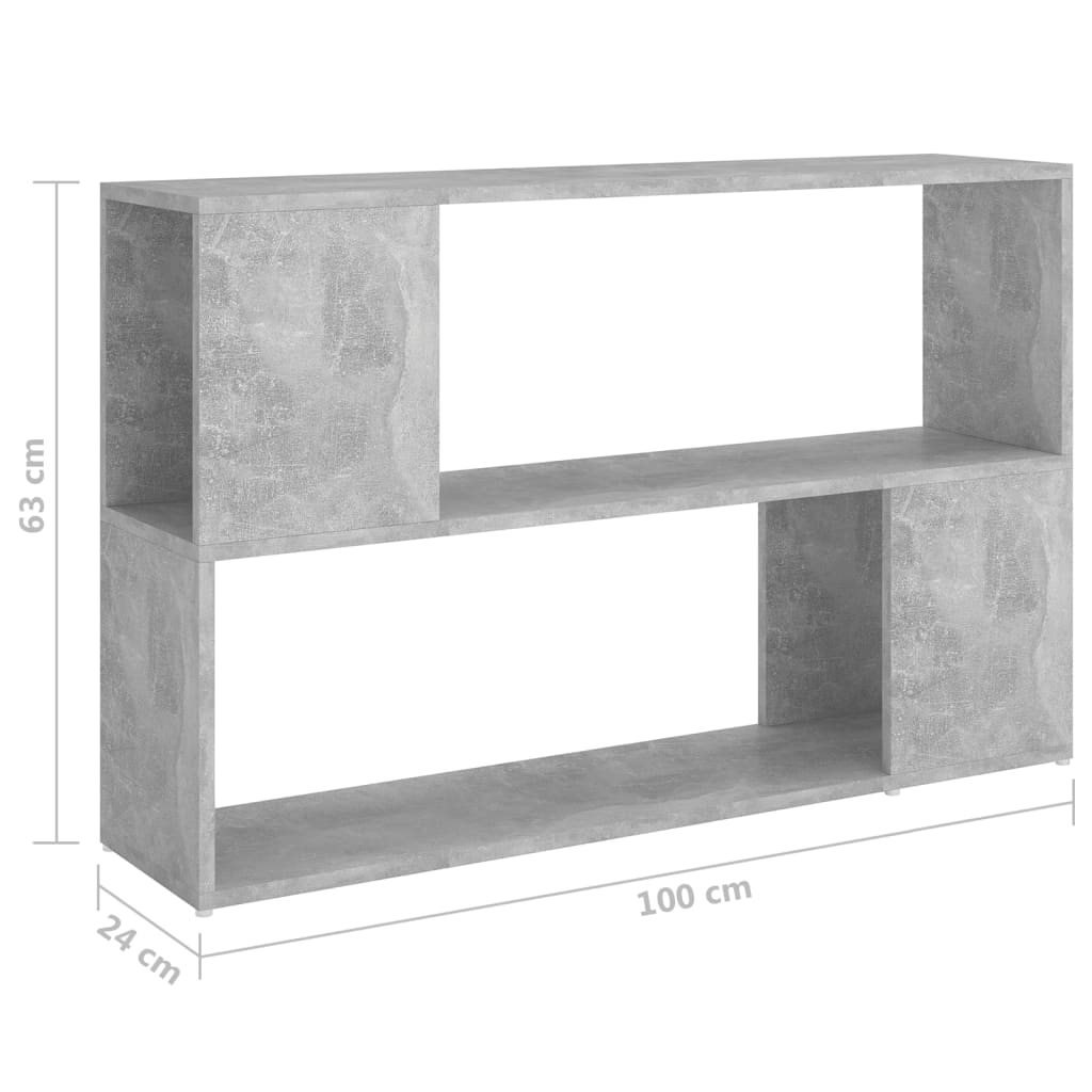 Kirjahylly betoninharmaa 100x24x63 cm lastulevy - Sisustajankoti.fi