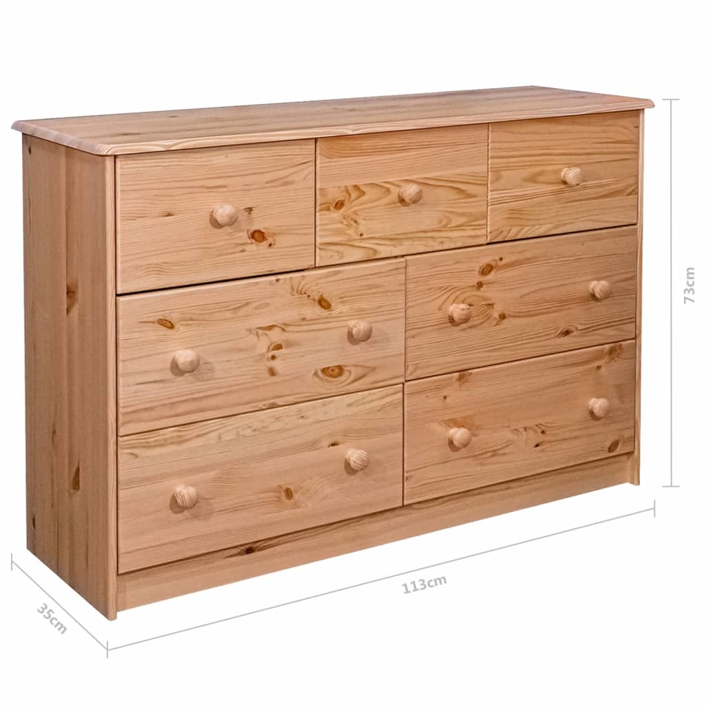 Senkki 7 laatikkoa 113x35x73 cm täysi mänty - Sisustajankoti.fi