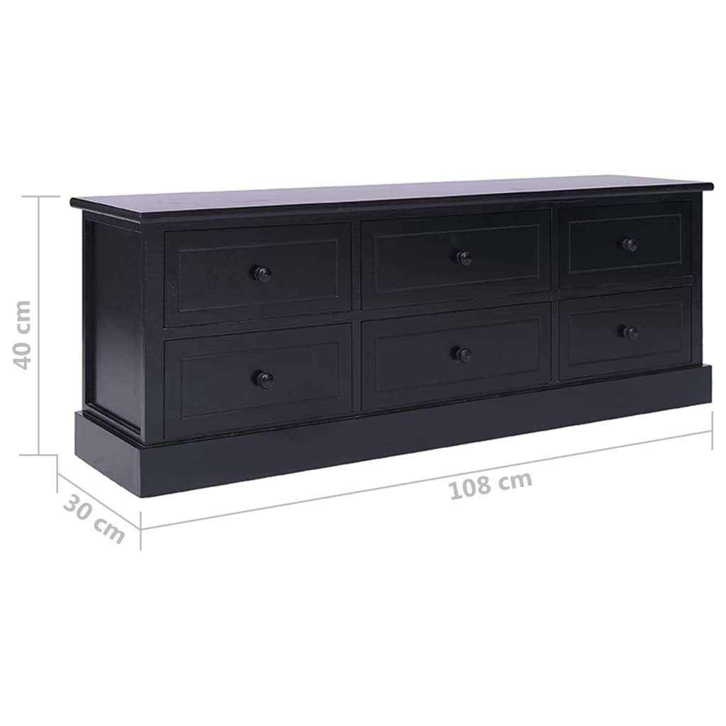 TV-taso musta 108x30x40 cm täysi keisaripuu - Sisustajankoti.fi