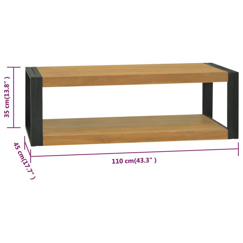 Seinäkiinnitettävä kylpyhuoneen kaappi 110x45x35cm täysi tiikki - Sisustajankoti.fi