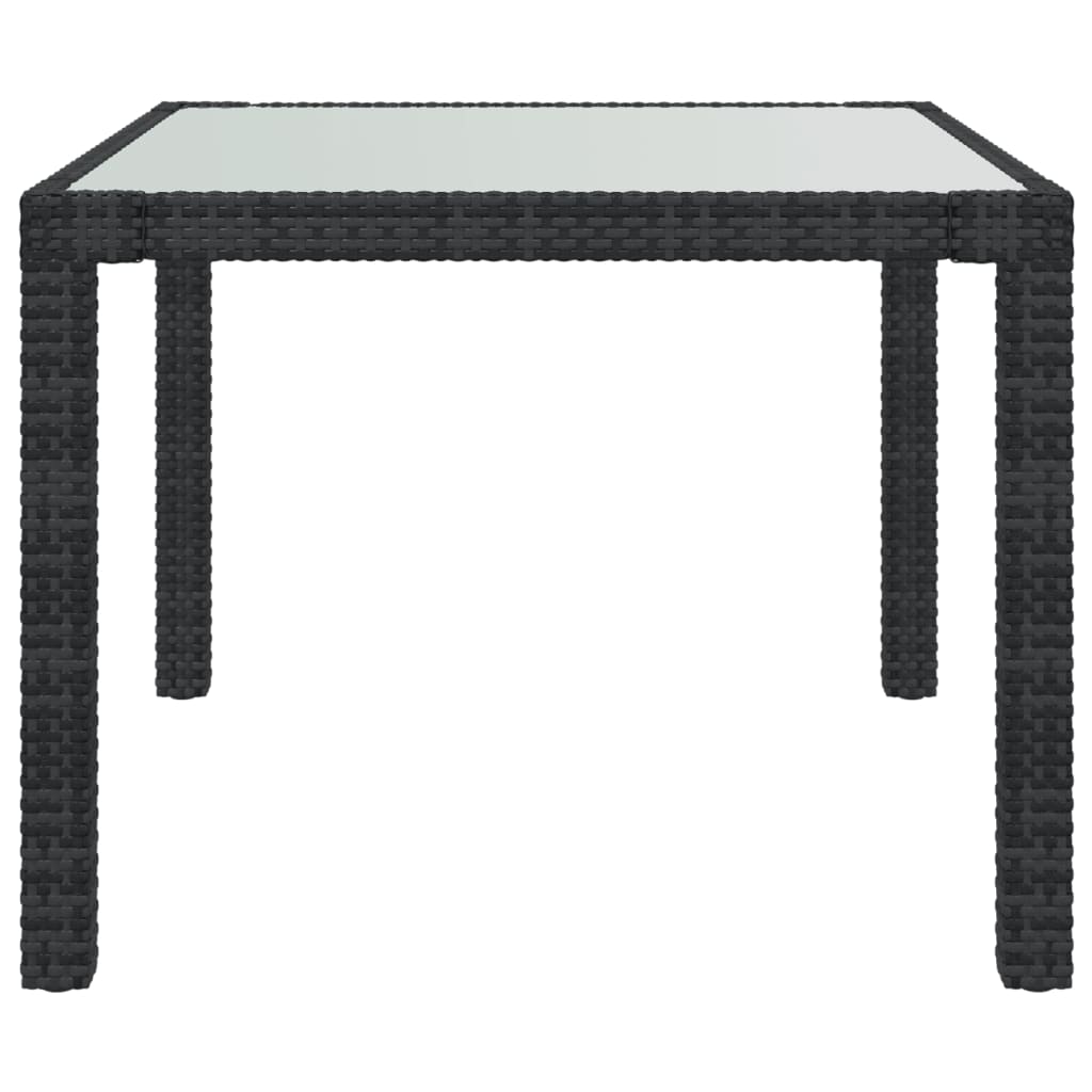 Puutarhapöytä 90x90x75 cm karkaistu lasi ja polyrottinki musta - Sisustajankoti.fi