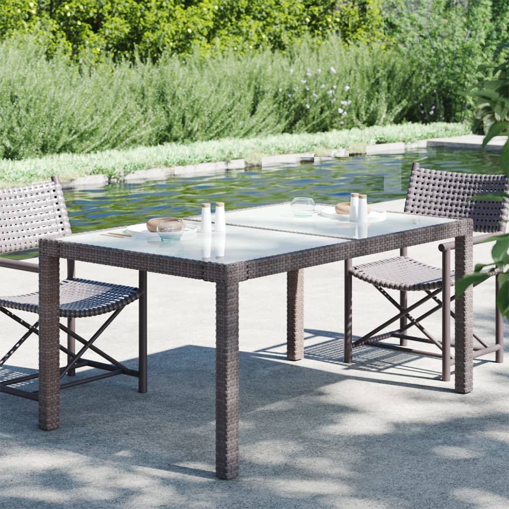 Puutarhapöytä 150x90x75cm karkaistu lasi ja polyrottinki ruskea - Sisustajankoti.fi
