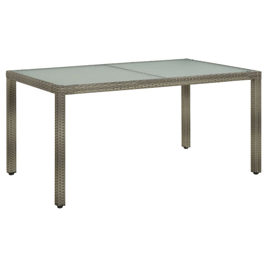 Puutarhapöytä 150x90x75cm karkaistu lasi ja polyrottinki harmaa - Sisustajankoti.fi