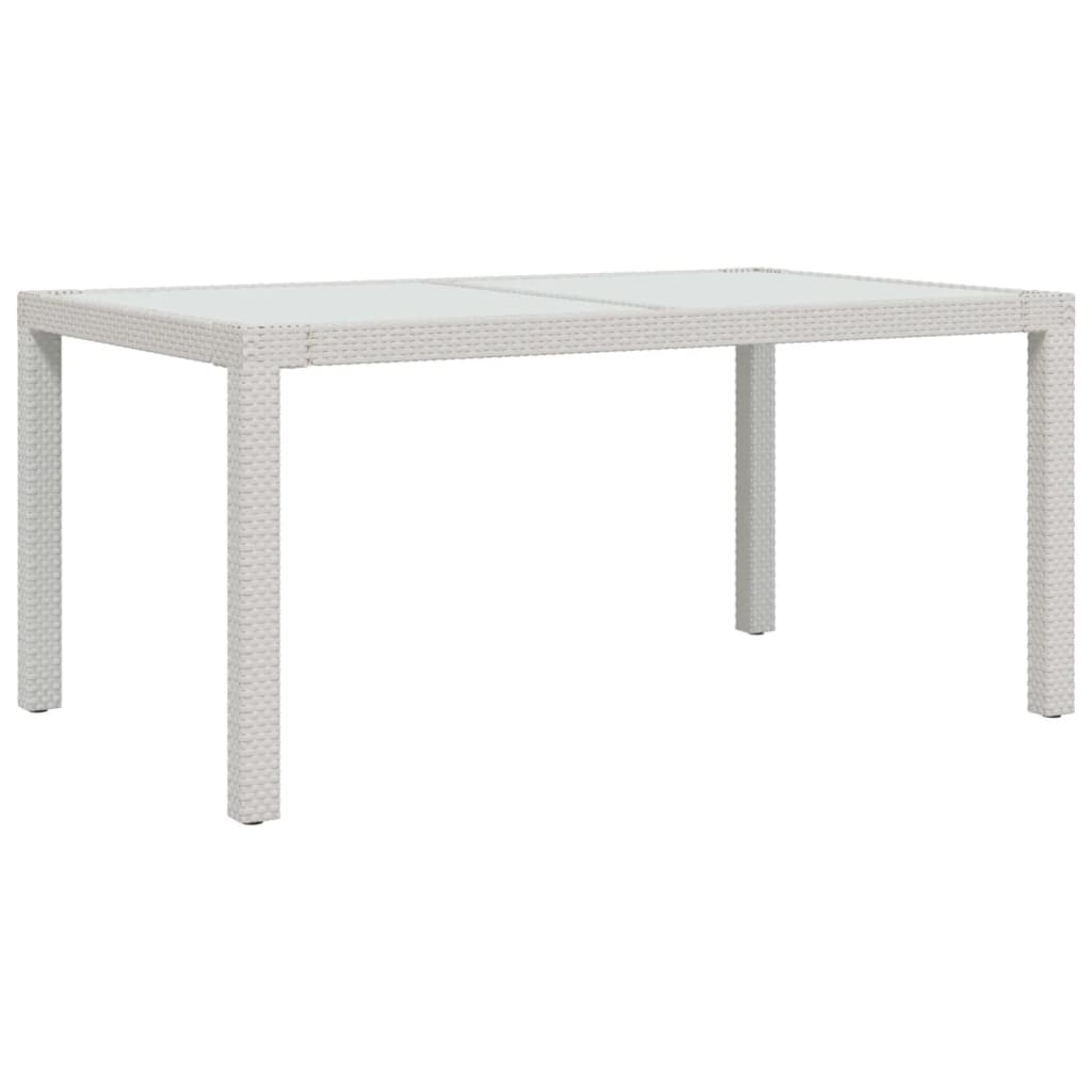 Puutarhapöytä 150x90x75cm karkaistu lasi ja polyrottinki valk. - Sisustajankoti.fi