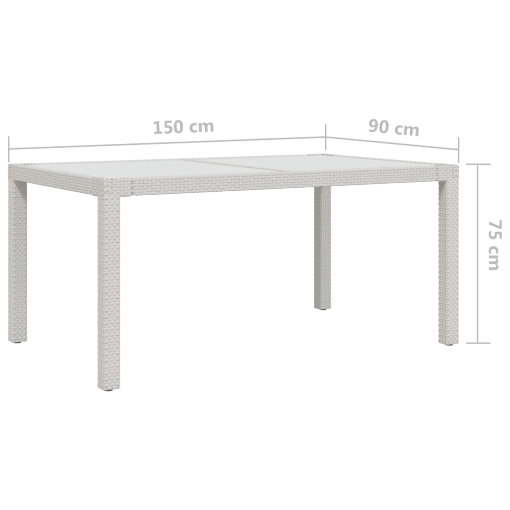 Puutarhapöytä 150x90x75cm karkaistu lasi ja polyrottinki valk. - Sisustajankoti.fi