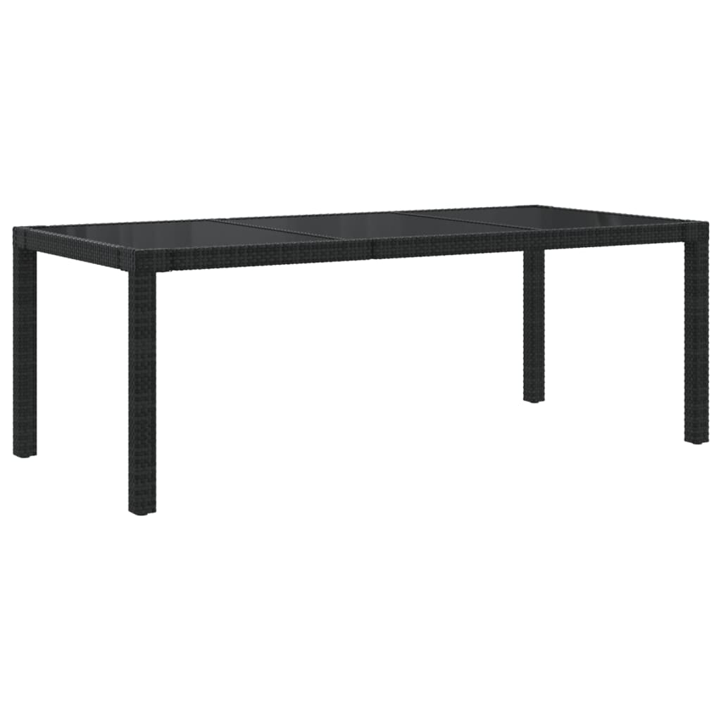 Puutarhapöytä musta 190x90x75 cm karkaistu lasi ja polyrottinki - Sisustajankoti.fi