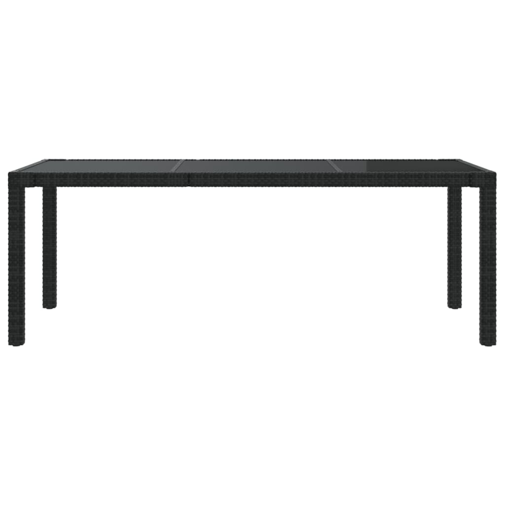 Puutarhapöytä musta 190x90x75 cm karkaistu lasi ja polyrottinki - Sisustajankoti.fi