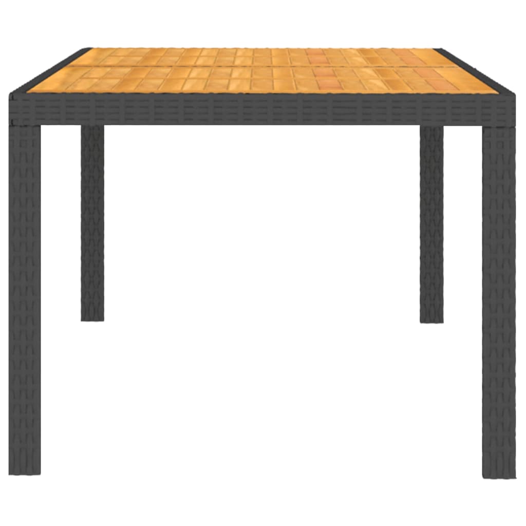 Puutarhapöytä 150x90x75 cm polyrottinki ja akaasiapuu musta - Sisustajankoti.fi