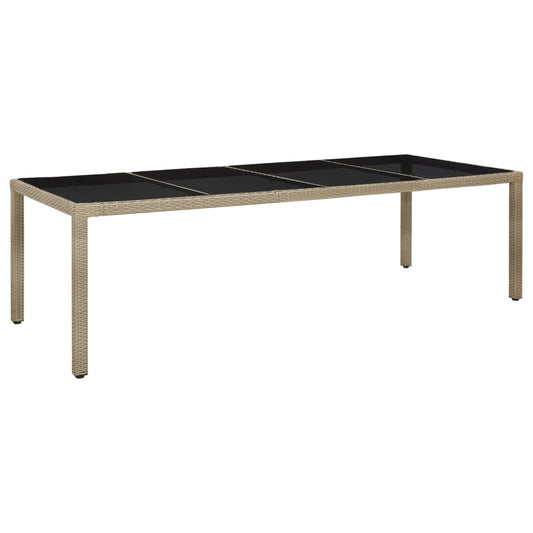 Puutarhapöytä 250x100x75 cm karkaistu lasi ja PE-rottinki beige - Sisustajankoti.fi