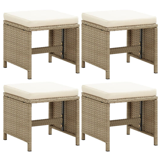 Puutarhajakkarat tyynyillä 4 kpl polyrottinki beige - Sisustajankoti.fi