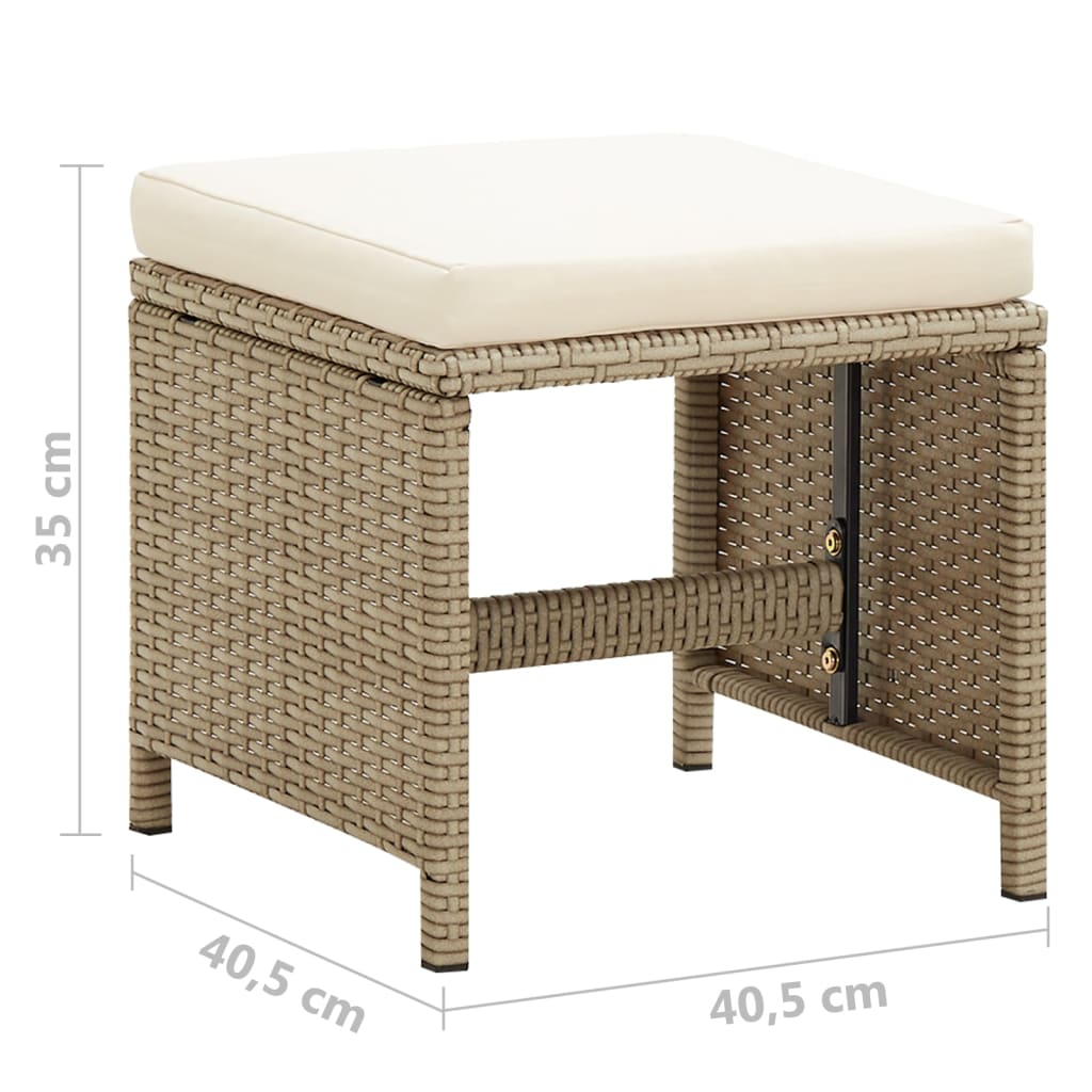 Puutarhajakkarat tyynyillä 4 kpl polyrottinki beige - Sisustajankoti.fi
