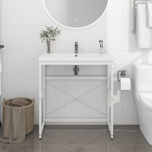 Kylpyhuoneen pesualtaan kehys valkoinen 79x38x83 cm rauta - Sisustajankoti.fi