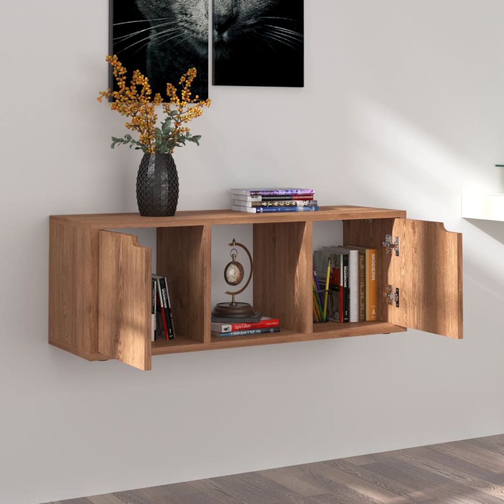 TV-taso ruskea tammi 88,5x27,5x30,5 cm lastulevy - Sisustajankoti.fi