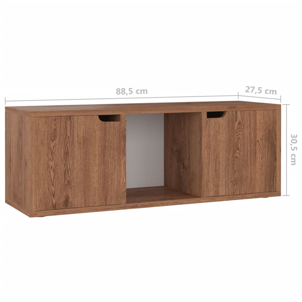 TV-taso ruskea tammi 88,5x27,5x30,5 cm lastulevy - Sisustajankoti.fi