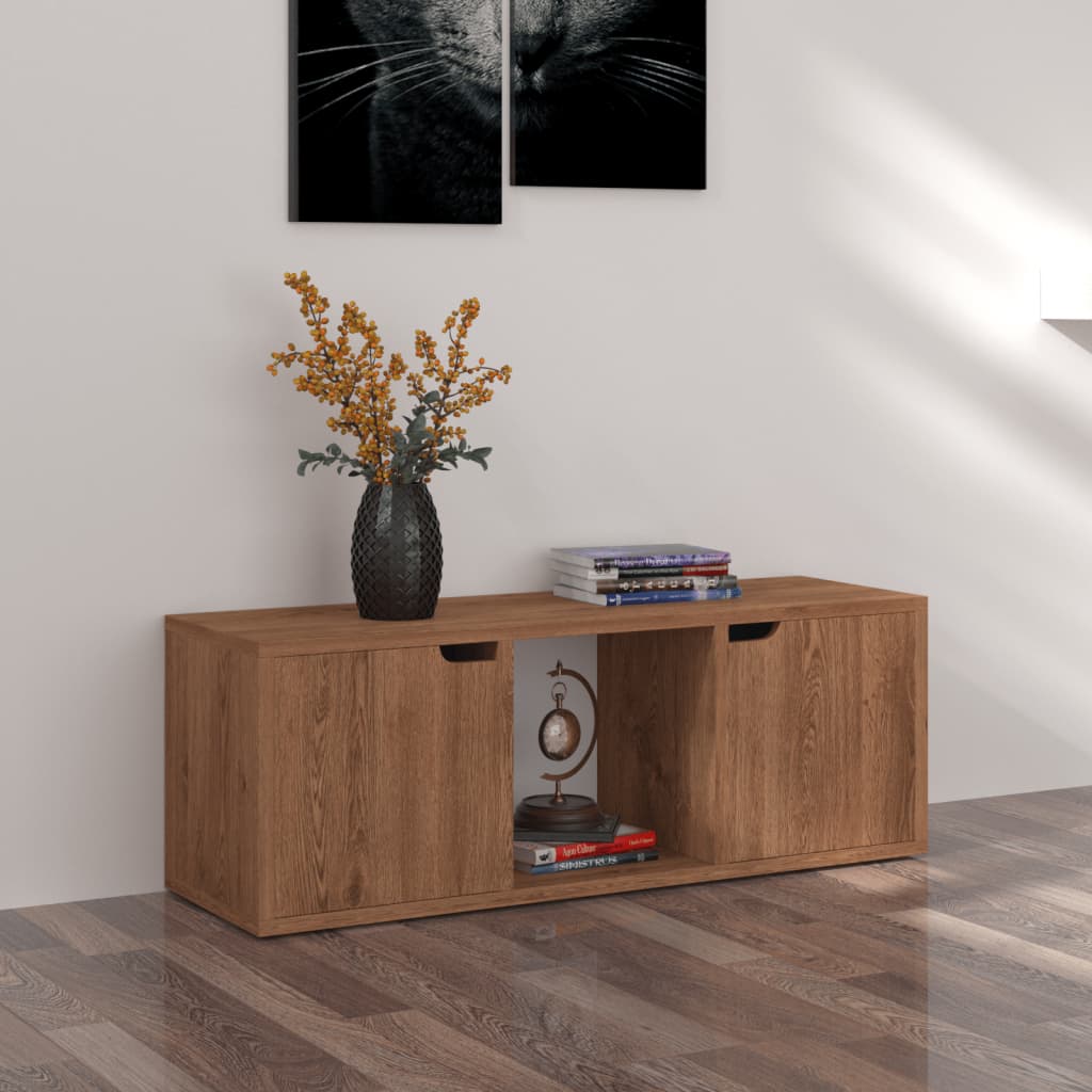 TV-taso ruskea tammi 88,5x27,5x30,5 cm lastulevy - Sisustajankoti.fi