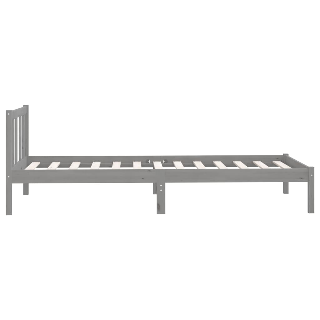 Sängynrunko harmaa täysi mänty 100x200 cm - Sisustajankoti.fi