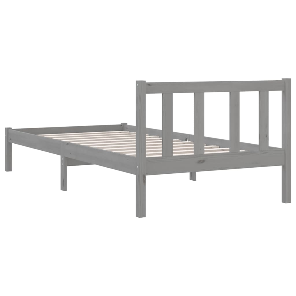 Sängynrunko harmaa täysi mänty 100x200 cm - Sisustajankoti.fi