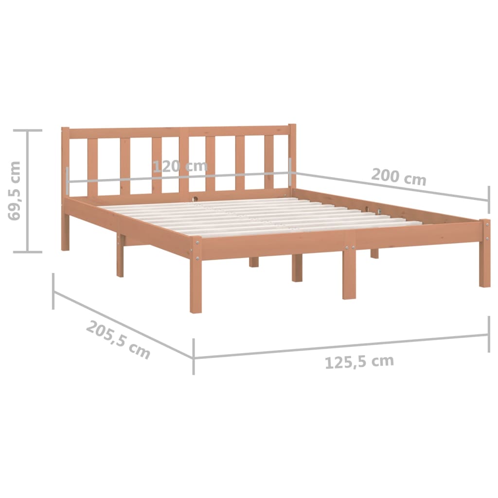 Sängynrunko hunajanruskea täysi mänty 120x200 cm - Sisustajankoti.fi
