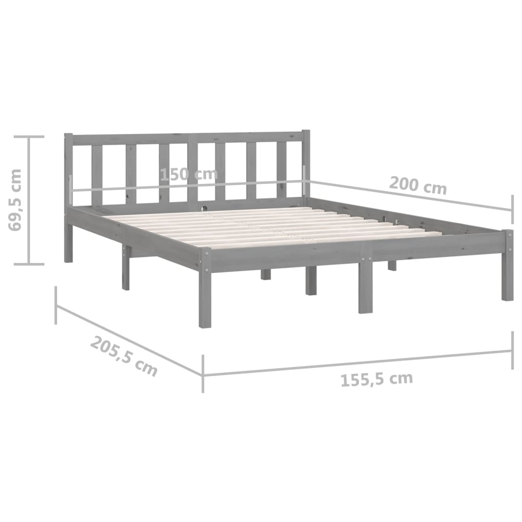 Sängynrunko täysi mänty harmaa 150x200 cm UK King - Sisustajankoti.fi