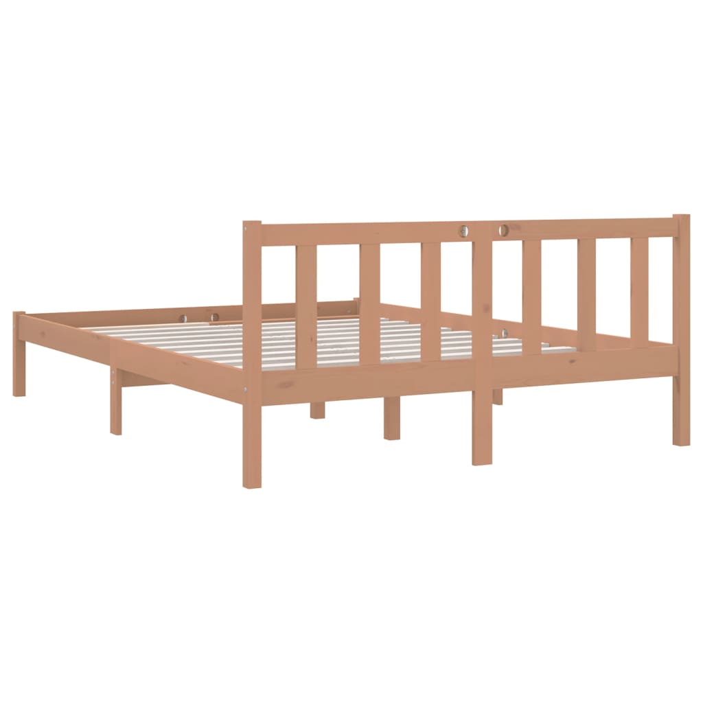 Sängynrunko hunajanruskea täysi mänty 150x200 cm UK King - Sisustajankoti.fi