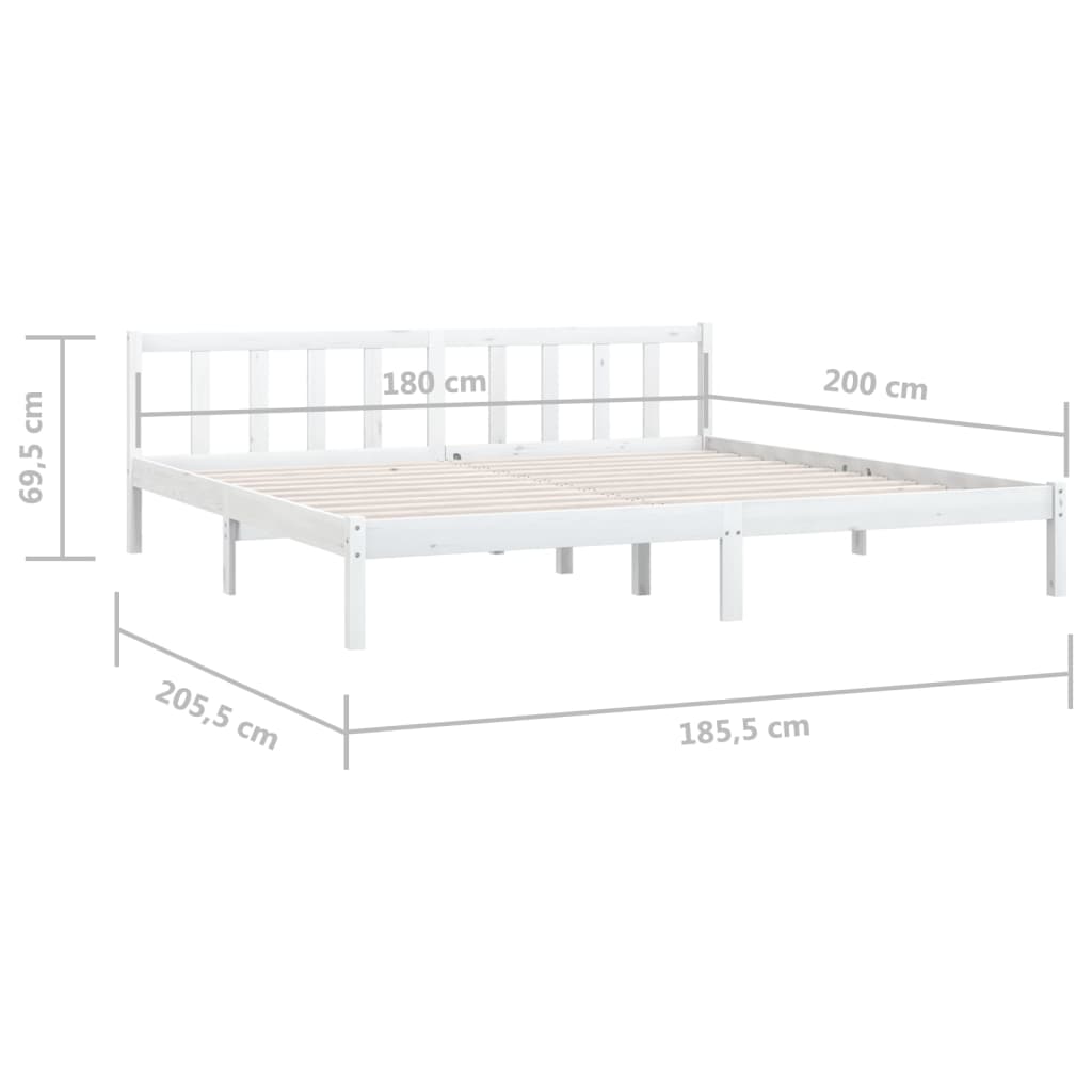 Sängynrunko valkoinen täysi mänty 180x200 cm UK Super King - Sisustajankoti.fi