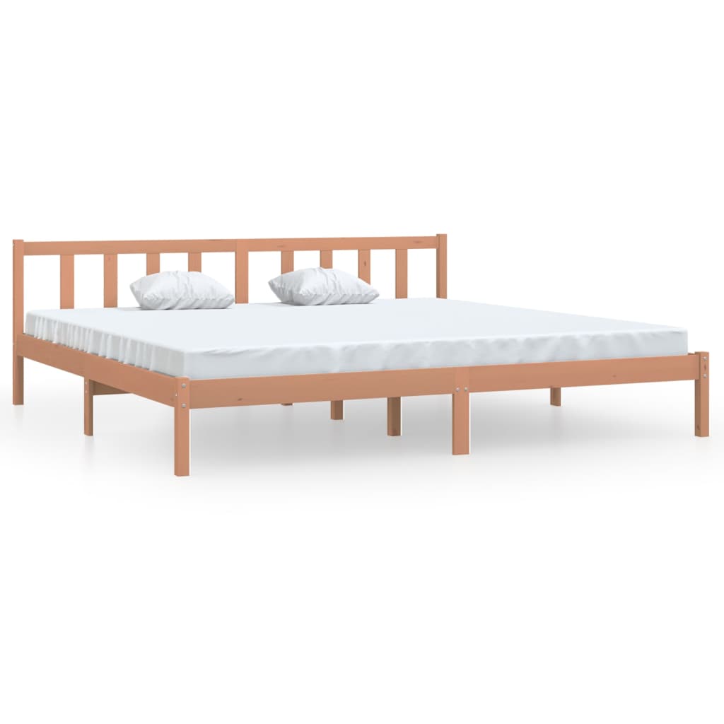 Sängynrunko hunajanruskea täysi mänty 200x200 cm - Sisustajankoti.fi