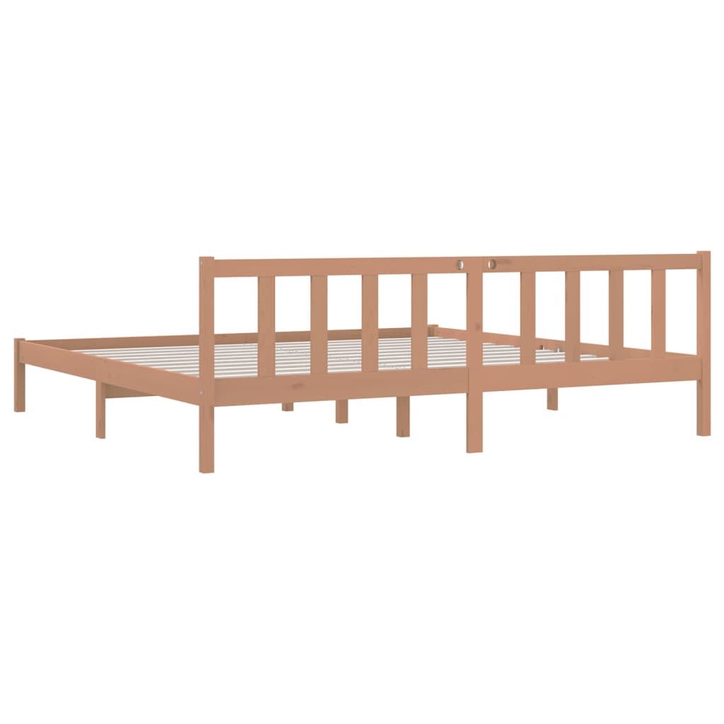 Sängynrunko hunajanruskea täysi mänty 200x200 cm - Sisustajankoti.fi