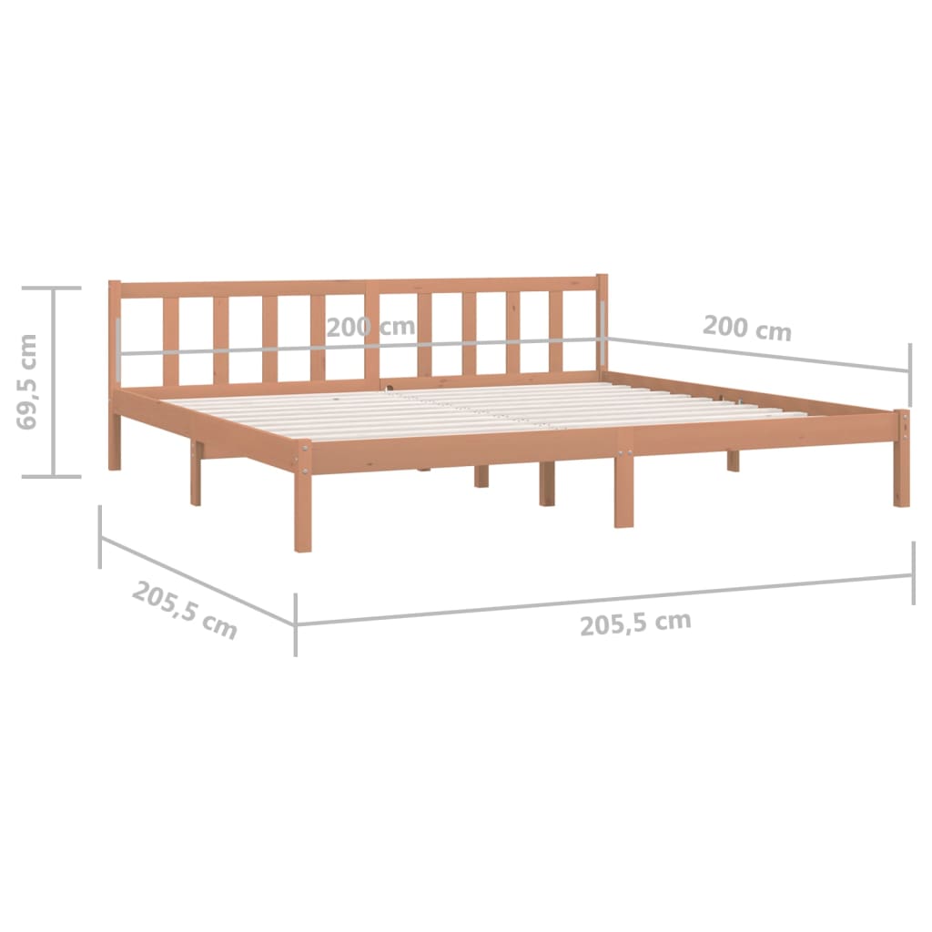 Sängynrunko hunajanruskea täysi mänty 200x200 cm - Sisustajankoti.fi