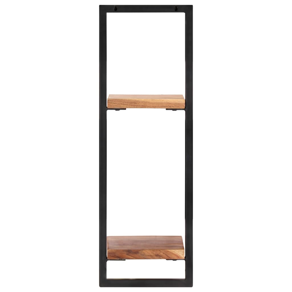 Seinähyllyt 2 kpl 25x25x75 cm täysi akasiapuu ja teräs - Sisustajankoti.fi