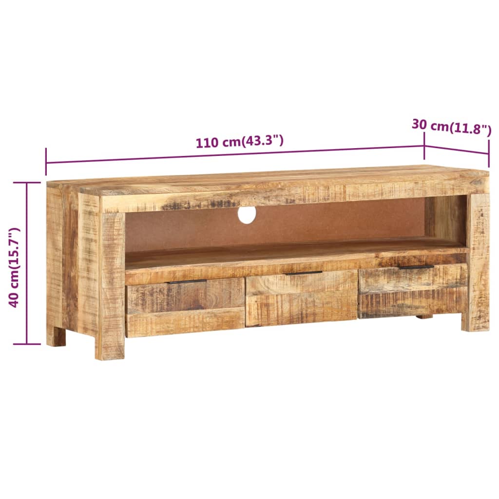 TV-taso 110x30x40 cm karkea mangopuu - Sisustajankoti.fi