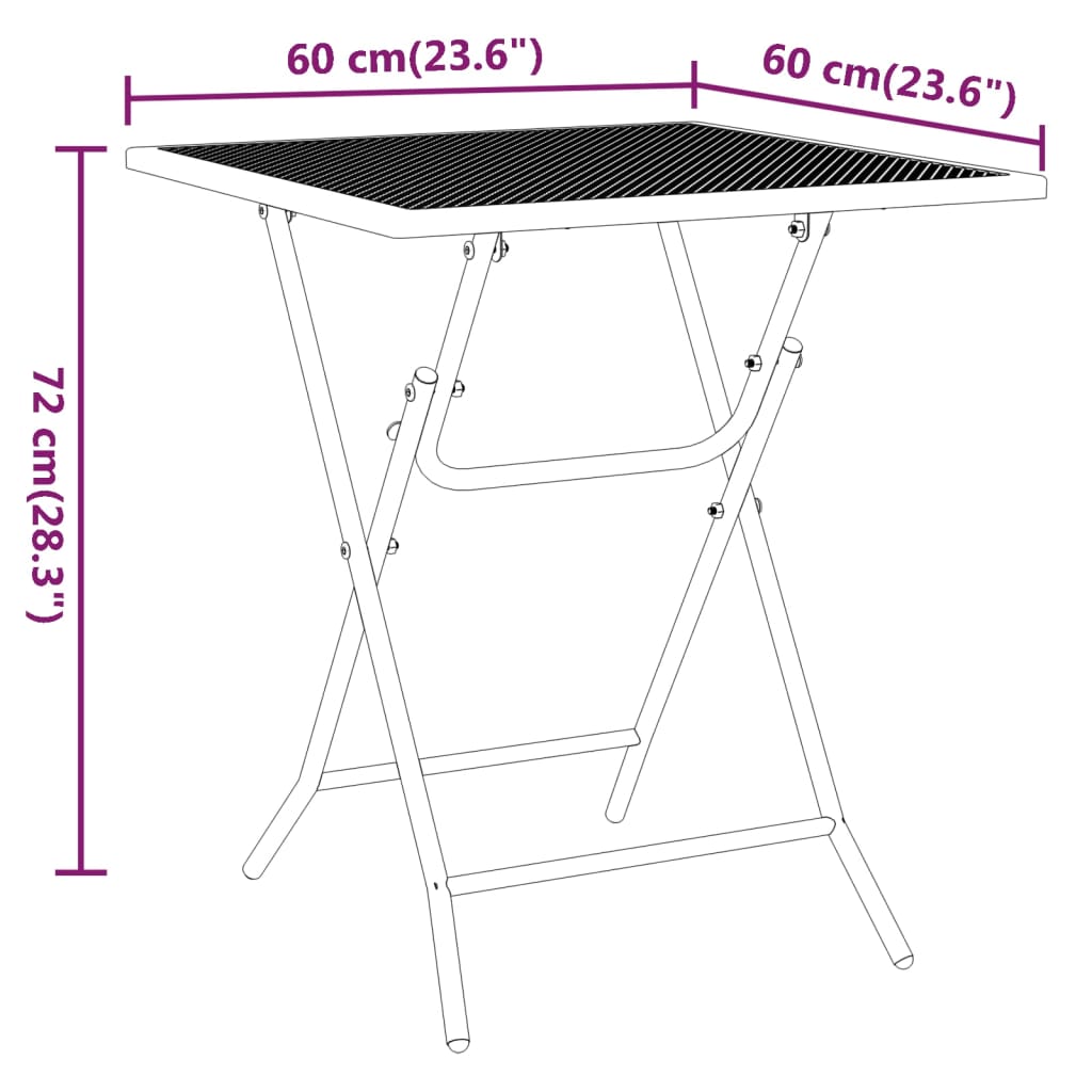 Puutarhapöytä 60x60x72 cm laajennettu metalliverkko antrasiitti - Sisustajankoti.fi