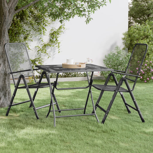 Puutarhapöytä 80x80x72 cm laajennettu metalliverkko antrasiitti - Sisustajankoti.fi