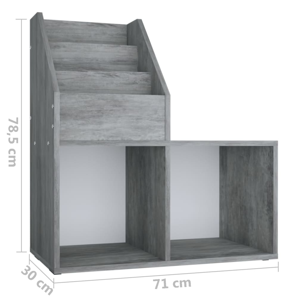 Lasten lehtiteline betoninharmaa 71x30x78,5 cm lastulevy - Sisustajankoti.fi