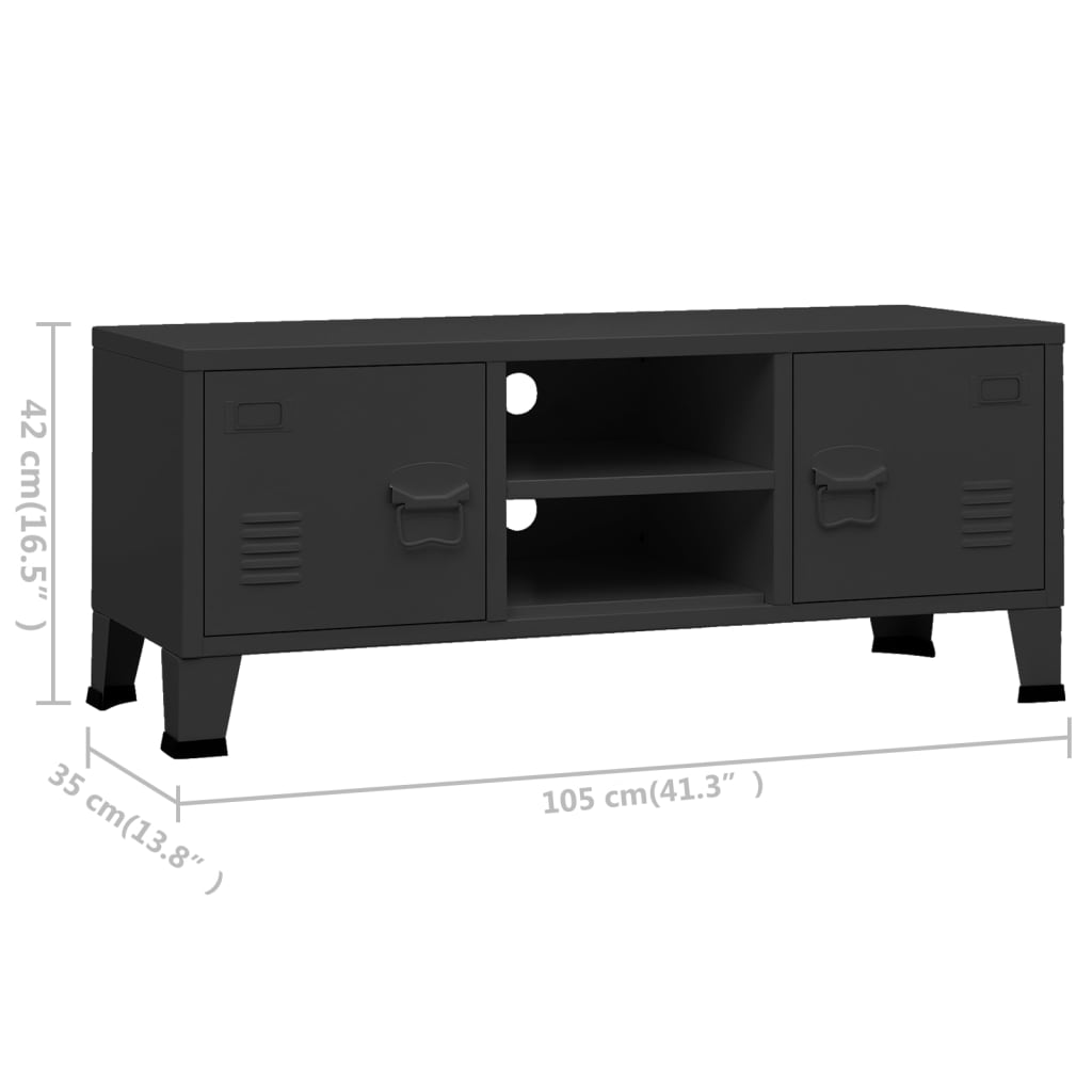 Teollinen TV-taso musta 105x35x42 cm metalli - Sisustajankoti.fi