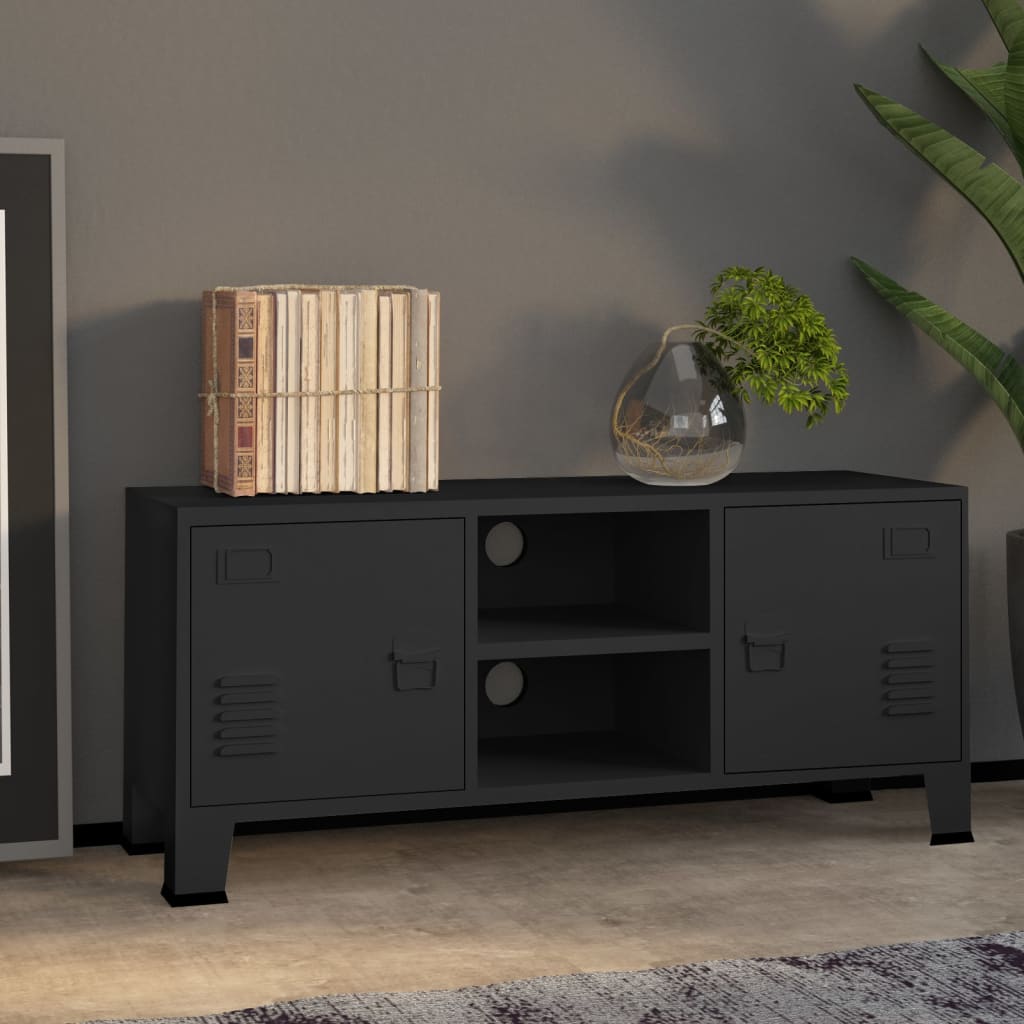 Teollinen TV-taso musta 105x35x42 cm metalli - Sisustajankoti.fi